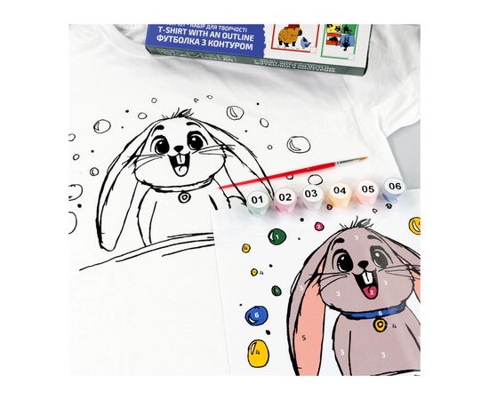 Набор для творчества Rosa футболка-розмальовка, Funny Вunny, бавовна 100, розмір XS (4823098544838), изображение 2