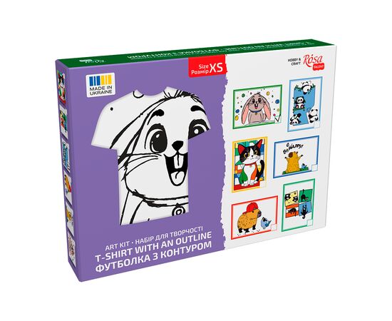 Набор для творчества Rosa футболка-розмальовка, Funny Вunny, бавовна 100, розмір XS (4823098544838), изображение 4