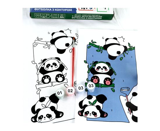 Набор для творчества Rosa футболка-розмальовка, Funny Рandas, бавовна 100, розмір XS (4823098544883), изображение 4