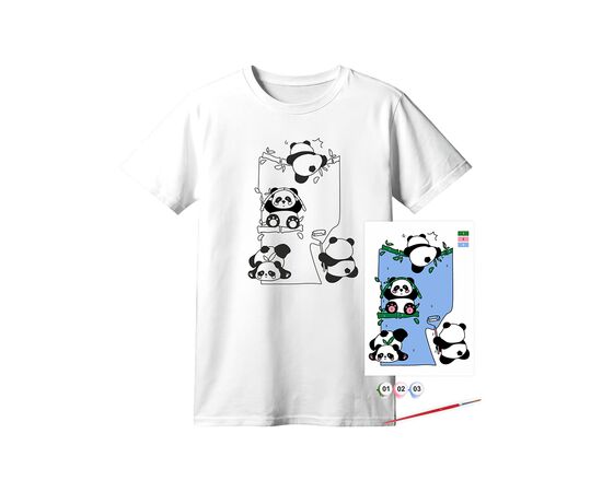 Набор для творчества Rosa футболка-розмальовка, Funny Рandas, бавовна 100, розмір XS (4823098544883)