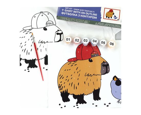 Набор для творчества Rosa футболка-розмальовка, Капібара, бавовна 100, розмір XS (4823098544869), изображение 4
