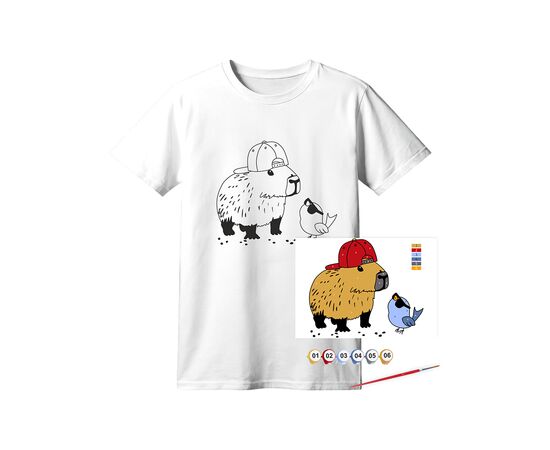 Набор для творчества Rosa футболка-розмальовка, Капібара, бавовна 100, розмір XS (4823098544869)