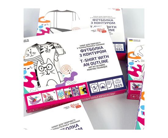 Набор для творчества Rosa футболка-розмальовка, Котики, бавовна 100, розмір S (4823098542100), изображение 2
