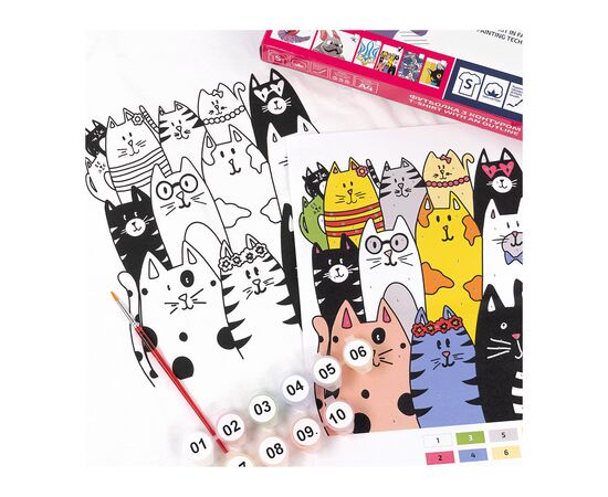 Набор для творчества Rosa футболка-розмальовка, Котики, бавовна 100, розмір S (4823098542100), изображение 3