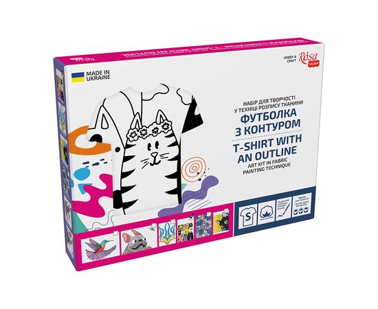 Набор для творчества Rosa футболка-розмальовка, Котики, бавовна 100, розмір S (4823098542100), изображение 5