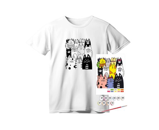 Набор для творчества Rosa футболка-розмальовка, Котики, бавовна 100, розмір S (4823098542100)