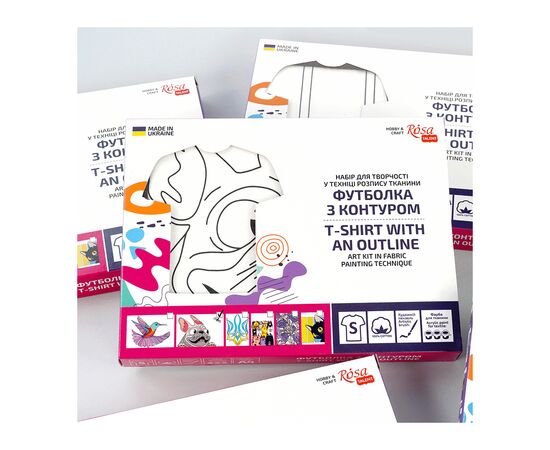 Набор для творчества Rosa футболка-розмальовка, Мопс, бавовна 100, розмір S (4823098542087), изображение 5