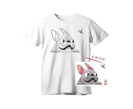 Набор для творчества Rosa футболка-розмальовка, Мопс, бавовна 100, розмір S (4823098542087)