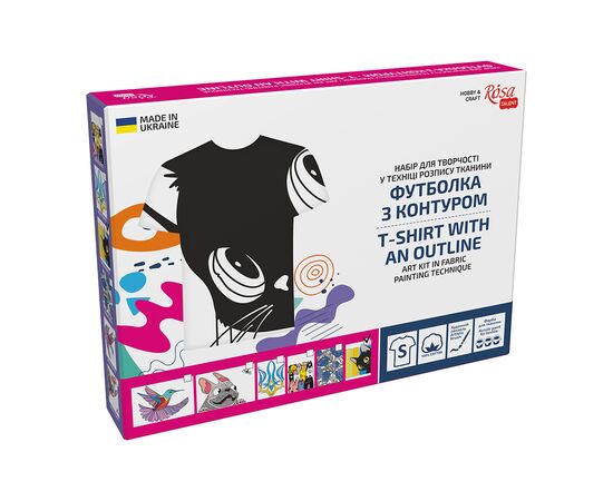 Набор для творчества Rosa футболка-розмальовка, Чорний кіт, бавовна 100, розмір S (4823098542070), изображение 5