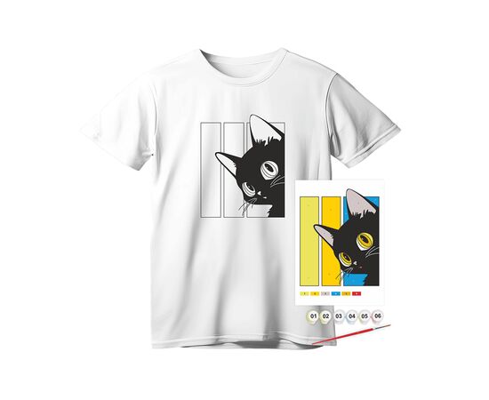 Набор для творчества Rosa футболка-розмальовка, Чорний кіт, бавовна 100, розмір S (4823098542070)