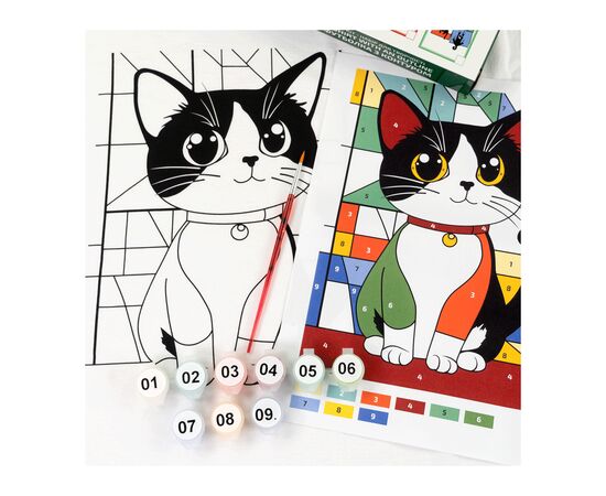 Набор для творчества Rosa футболка-розмальовка, Яскравий кіт, бавовна 100, розмір XS (4823098544845), изображение 3