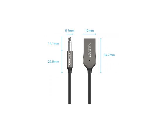 FM модулятор Vention AUX TRS 3.5мм USB Bluetooth 5.0 Coiled Cable 1.5M Gray Zinc (NAGHG), изображение 5