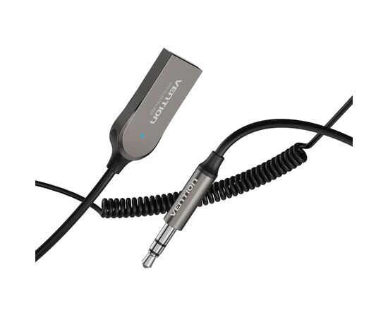 FM модулятор Vention AUX TRS 3.5мм USB Bluetooth 5.0 Coiled Cable 1.5M Gray Zinc (NAGHG)