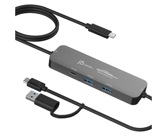 Концентратор J5create USB-C + USB A to 2xUSB + USB-C switch hub (JCH462-N), зображення 2
