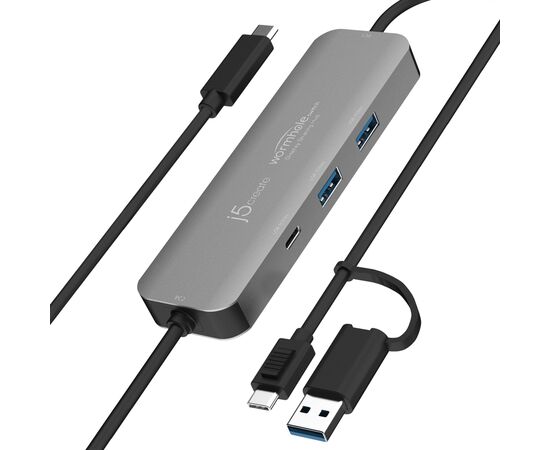 Концентратор J5create USB-C + USB A to 2xUSB + USB-C switch hub (JCH462-N)