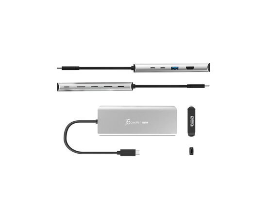 Концентратор J5create USB-C 7-in-1 USB 3.2 + USB-C PD + HDMI 4K + DisplayPort + SD/TF gray (JCD401-N), зображення 3
