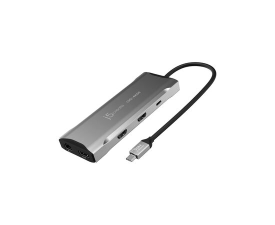 Концентратор J5create USB-C 9-in-1 2xUSB 3.2 + 2xUSB-C PD + 2xHDMI 4K + DisplayPort + SD/TF + RJ45 1000Mbps gray (JCD397-N), зображення 2