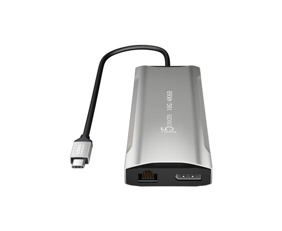 Концентратор J5create USB-C 9-in-1 2xUSB 3.2 + 2xUSB-C PD + 2xHDMI 4K + DisplayPort + SD/TF + RJ45 1000Mbps gray (JCD397-N), зображення 3