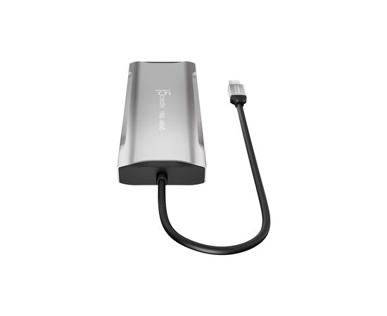 Концентратор J5create USB-C 9-in-1 2xUSB 3.2 + 2xUSB-C PD + 2xHDMI 4K + DisplayPort + SD/TF + RJ45 1000Mbps gray (JCD397-N), зображення 4