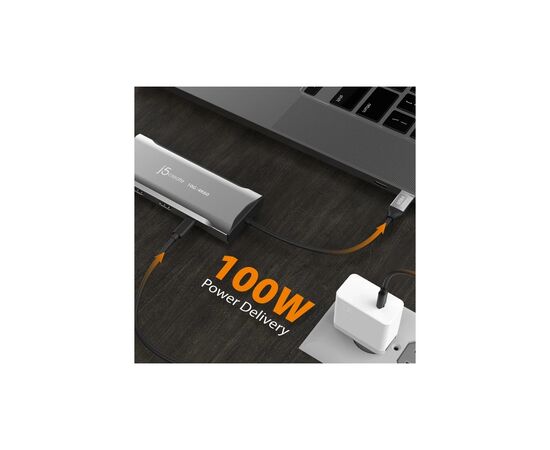 Концентратор J5create USB-C 9-in-1 2xUSB 3.2 + 2xUSB-C PD + 2xHDMI 4K + DisplayPort + SD/TF + RJ45 1000Mbps gray (JCD397-N), зображення 7