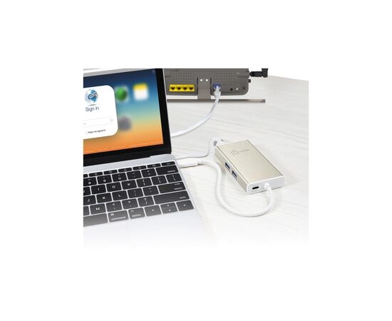 Концентратор J5create USB-C 5-in-1 2xUSB 3.0 + HDMI 4K + USB-C PD + RJ45 1000Mbps gray (JCA374-N), зображення 8