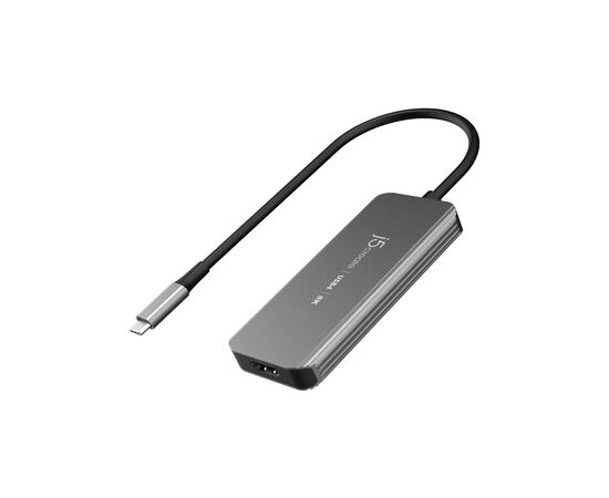 Концентратор J5create USB-C 5-in-1 2xUSB 3.2 10Gbps + 2xUSB-C 10Gbps PD 100W + HDMI 8K gray (JCH453-N), зображення 2
