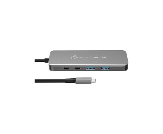 Концентратор J5create USB-C 5-in-1 2xUSB 3.2 10Gbps + 2xUSB-C 10Gbps PD 100W + HDMI 8K gray (JCH453-N), зображення 3