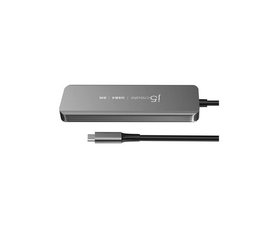Концентратор J5create USB-C 5-in-1 2xUSB 3.2 10Gbps + 2xUSB-C 10Gbps PD 100W + HDMI 8K gray (JCH453-N), зображення 4