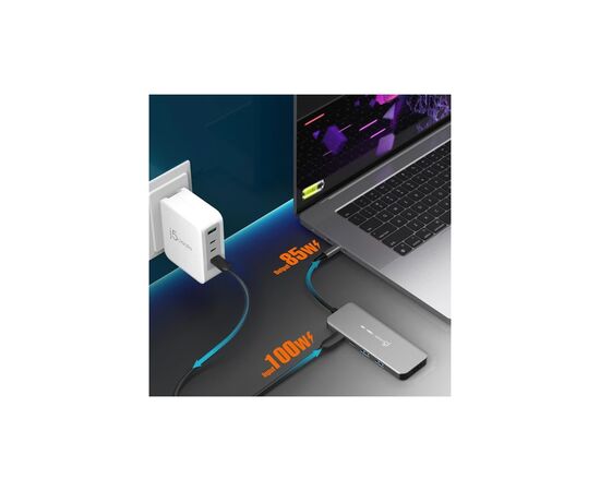 Концентратор J5create USB-C 5-in-1 2xUSB 3.2 10Gbps + 2xUSB-C 10Gbps PD 100W + HDMI 8K gray (JCH453-N), зображення 8
