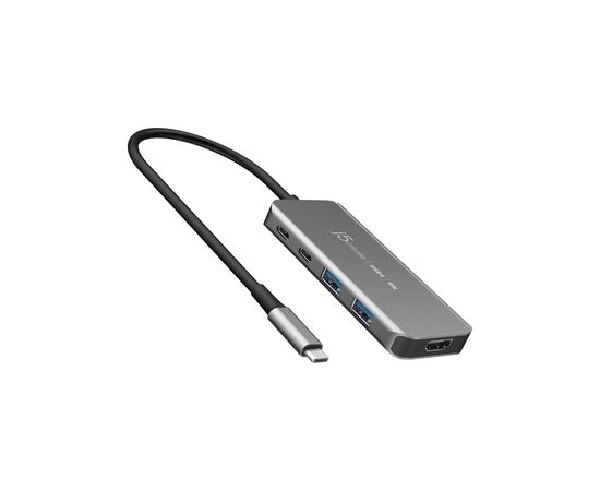 Концентратор J5create USB-C 5-in-1 2xUSB 3.2 10Gbps + 2xUSB-C 10Gbps PD 100W + HDMI 8K gray (JCH453-N)