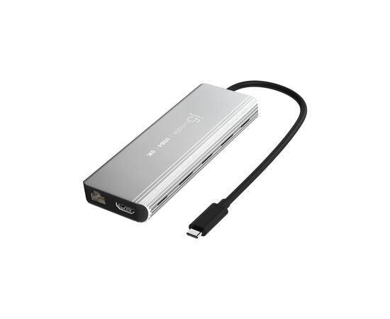 Концентратор J5create USB-С 6-in-1 2xUSB 3.2 + USB-C PD 100W + USB-C + HDMI 8K + RJ45 2.5Gbps aluminum (JCD403-N), зображення 2