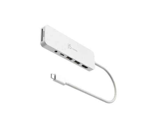 Концентратор J5create USB-C 6-in-1 2xUSB 3.2 + USB-C PD + HDMI 4K + SD/TF + 3.5mm white (JCD373EW-N), зображення 2
