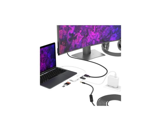 Концентратор J5create USB-C 6-in-1 2xUSB 3.1 + USB-C PD + HDMI + SD/TF + 3.5mm white (JCD373-N), зображення 4