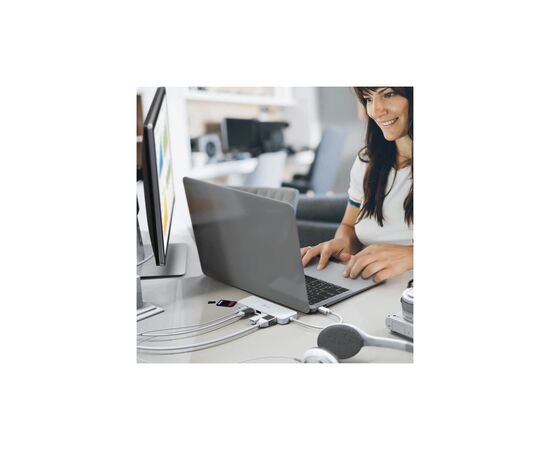 Концентратор J5create USB-C 6-in-1 2xUSB 3.1 + USB-C PD + HDMI + SD/TF + 3.5mm white (JCD373-N), зображення 6