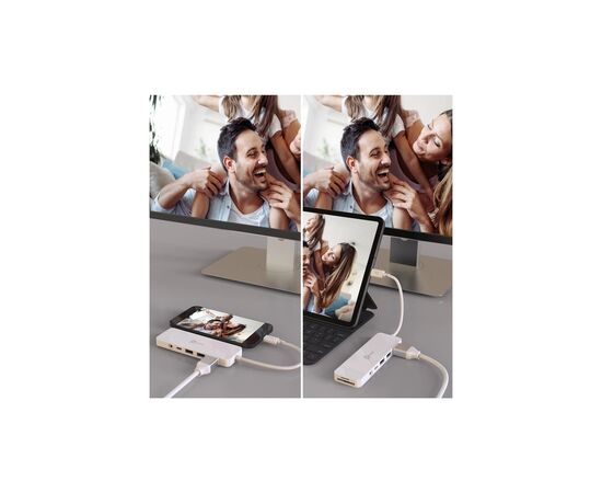 Концентратор J5create USB-C 6-in-1 2xUSB 3.1 + USB-C PD + HDMI + SD/TF + 3.5mm white (JCD373-N), зображення 7