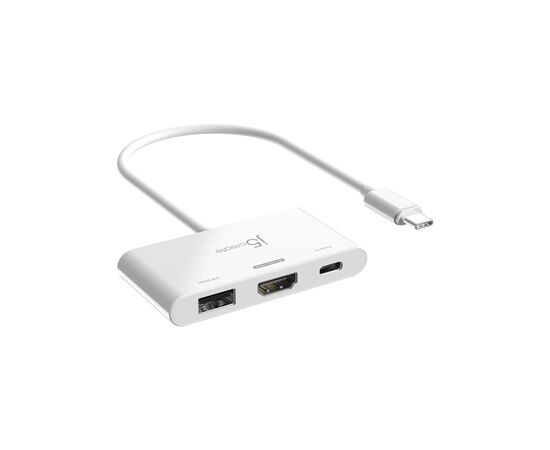 Концентратор J5create USB-C 3-in-1 HDMI + USB + USB-C PD white (JCA399-N)