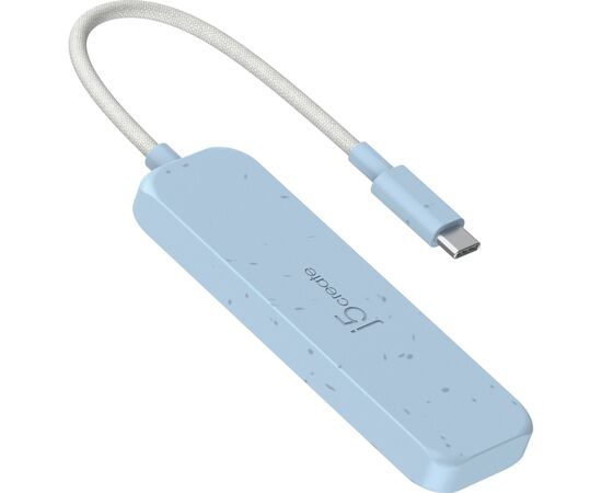 Концентратор J5create USB-C to 4xUSB-A 3.2 10Gbps cyan (JCH341EC-N), зображення 2
