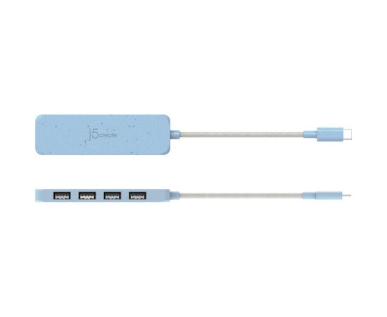 Концентратор J5create USB-C to 4xUSB-A 3.2 10Gbps cyan (JCH341EC-N), зображення 4