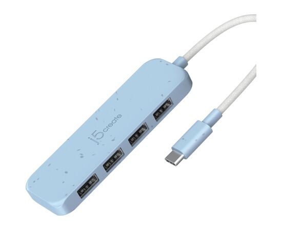 Концентратор J5create USB-C to 4xUSB-A 3.2 10Gbps cyan (JCH341EC-N)