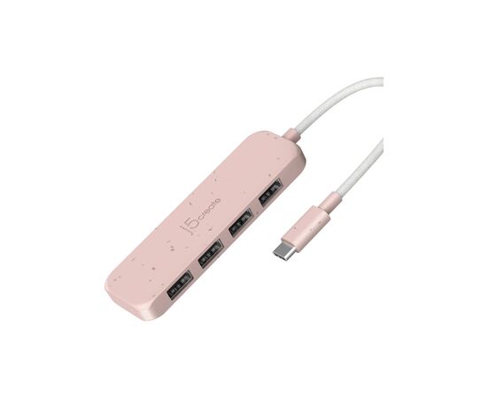 Концентратор J5create USB-C to 4xUSB-A 3.2 10Gbps rose (JCH341ER-N), зображення 2