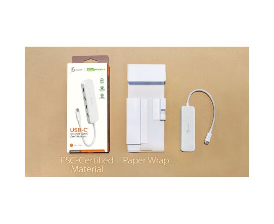 Концентратор J5create USB-C to 4xUSB-C 3.2 10Gbps white (JCH345EW-N), зображення 5