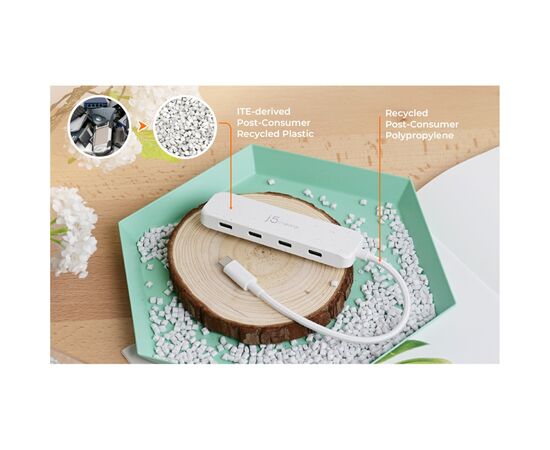 Концентратор J5create USB-C to 4xUSB-C 3.2 10Gbps white (JCH345EW-N), зображення 9