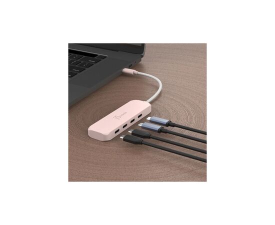 Концентратор J5create USB-C to 4xUSB-C 3.2 10Gbps rose (JCH345ER-N), зображення 5