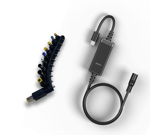 Кабель питания USB-C to DC 100W universal black techno (UC-100W), изображение 2