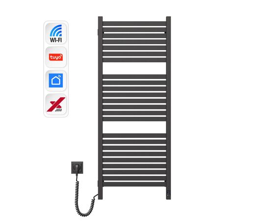 Сушарка для рушників Navin Авангард Х, 1200х480х71мм, Wi-Fi, сталь, чорний муар, ліве підключення (12-272155-4812), зображення 2