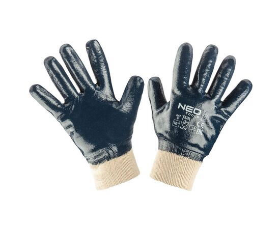 Защитные перчатки Neo Tools рабочие, хлопок с полным нитриловым покрытием, p. 10 (97-630-10)
