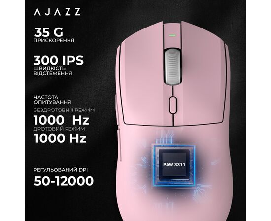 Мышка Ajazz AJ139 V2 MC Wireless/Bluetooth/USB Pink (AJ139-V2-MC-Pink), изображение 11