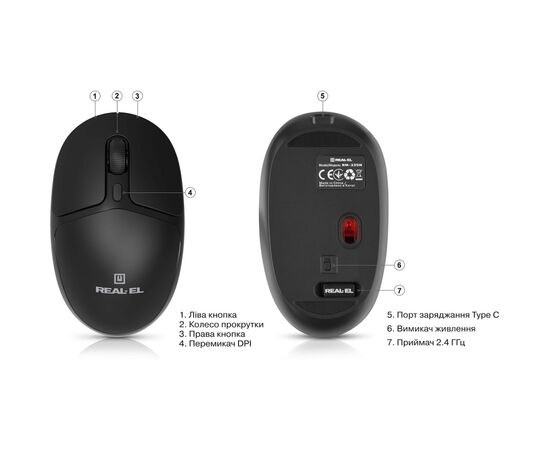 Мышка REAL-EL RM-335W Wireless Black (EL123200055), изображение 10
