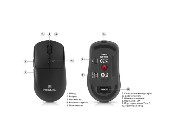 Мышка REAL-EL RM-355W Wireless Black (EL123200054), изображение 10