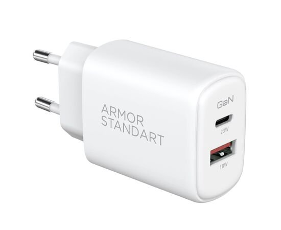 Зарядное устройство Armorstandart 1xUSB-C PD25W + 1xUSB QC3.0 GaN white (ARM87066), изображение 4